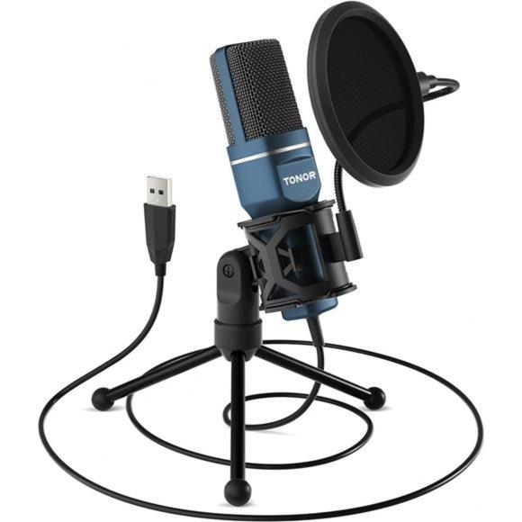 USB Microphone, Computer Cardioid Condenser PC Gaming Mic with Tripod Stand - Picture 1 of 7